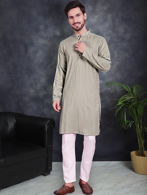 men sequin kurta pyjama ethnic wear set - 21048087 - Standard Image - 0