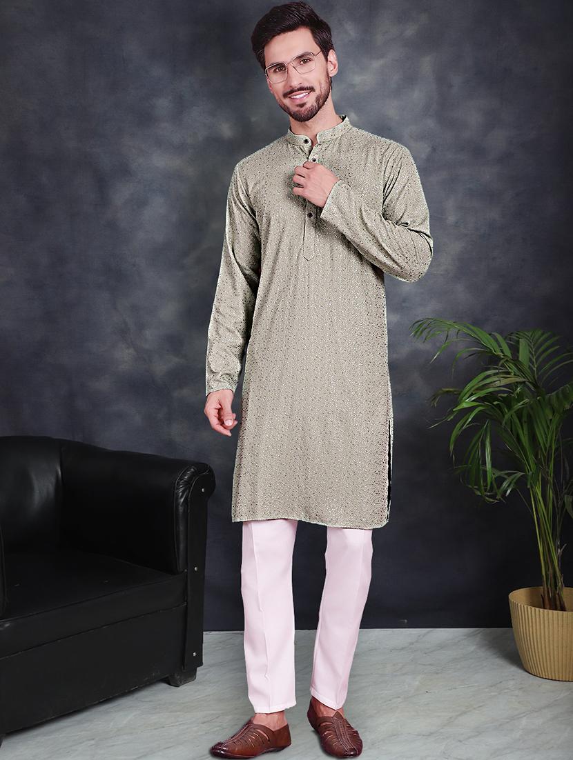 men sequin kurta pyjama ethnic wear set - 21048087 - Zoom Image - 0