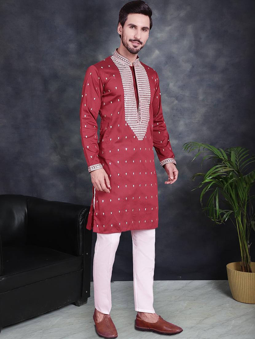 men embroidered kurta pyjama ethnic wear set - 21048091 - Standard Image - 2