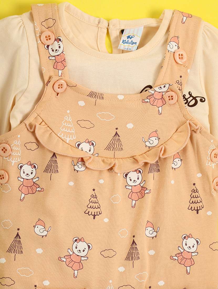 kids printed cotton dungarees twin set - 21048580 - Standard Image - 2