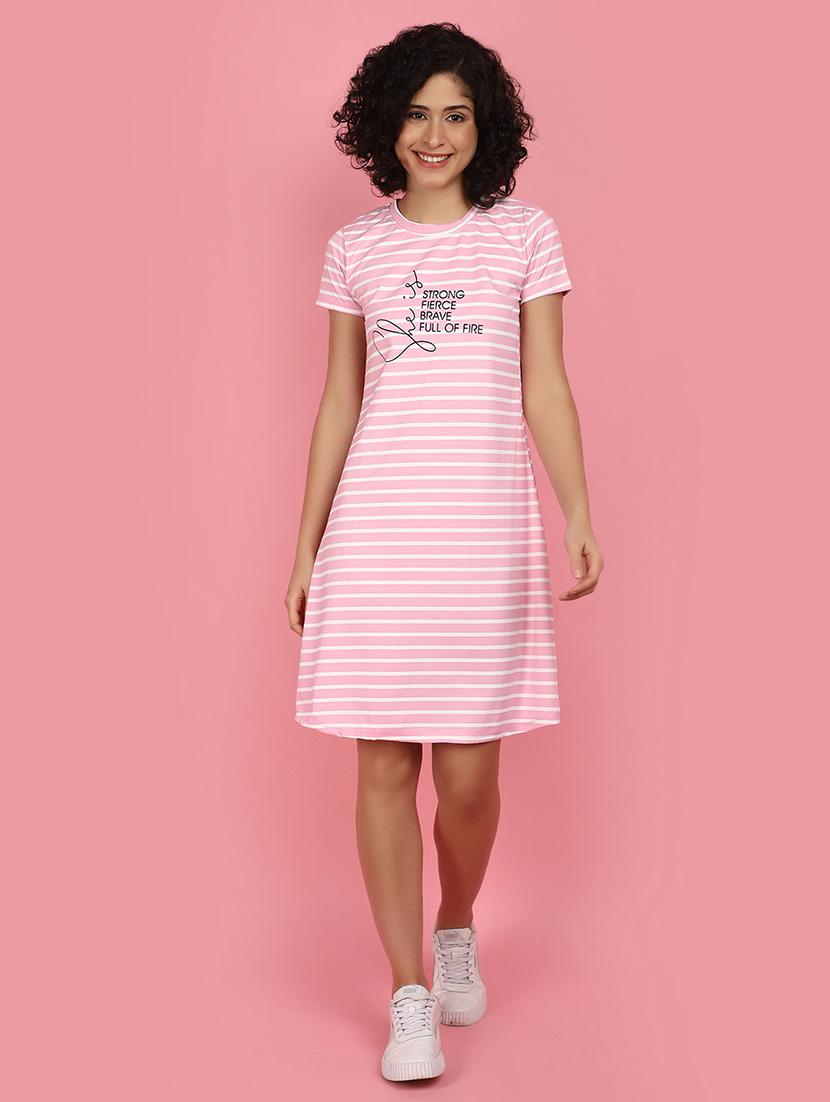 pink striped cotton a-line dress - 21049311 -  Zoom Image - 0