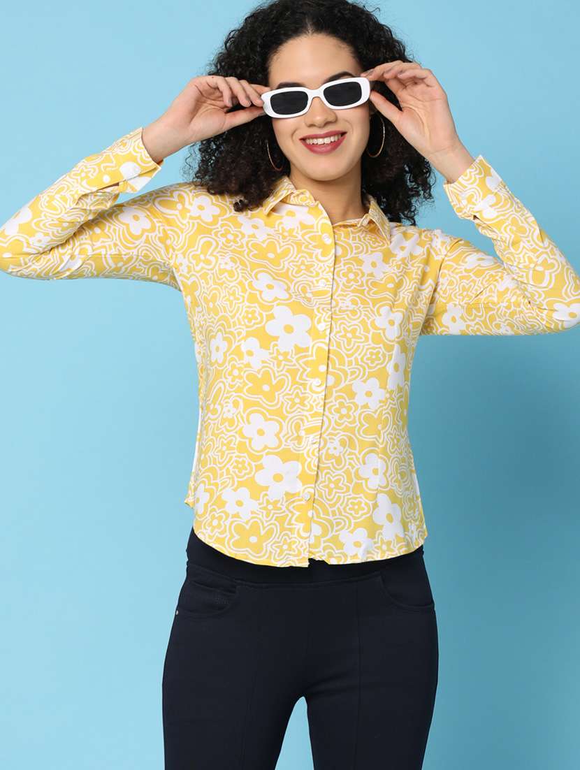 women floral printed collared long sleeves shirt - 21049404 -  Standard Image - 2