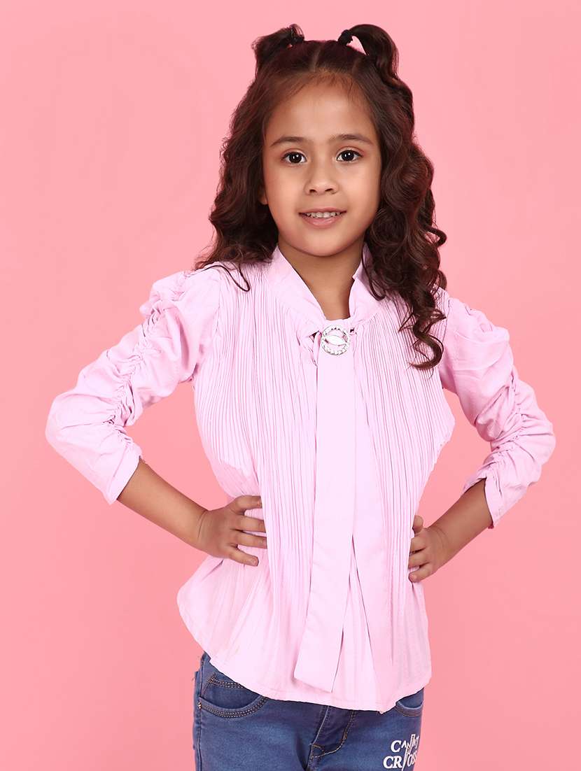girls pink solid top