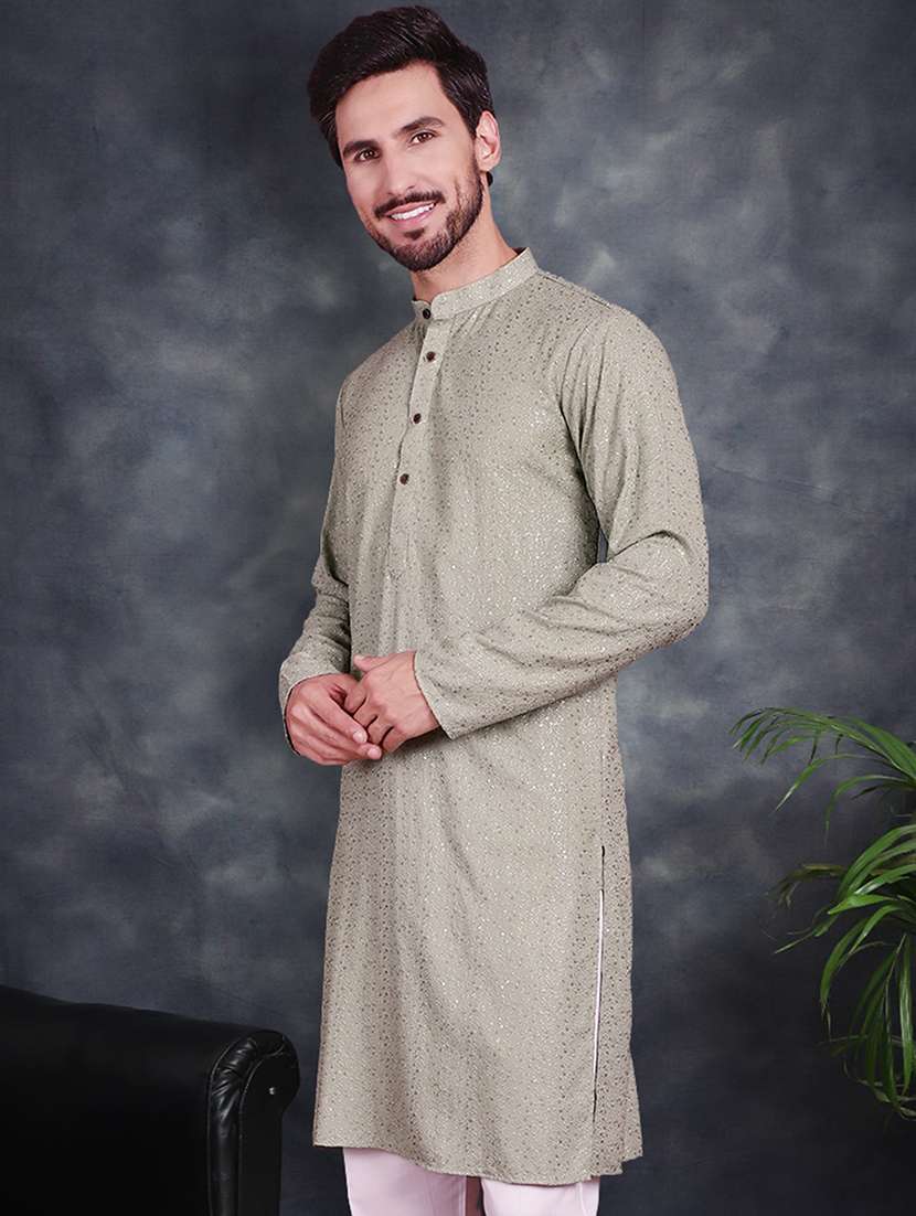 men sequin embroidered long sleeve kurta - 21049912 - Standard Image - 2