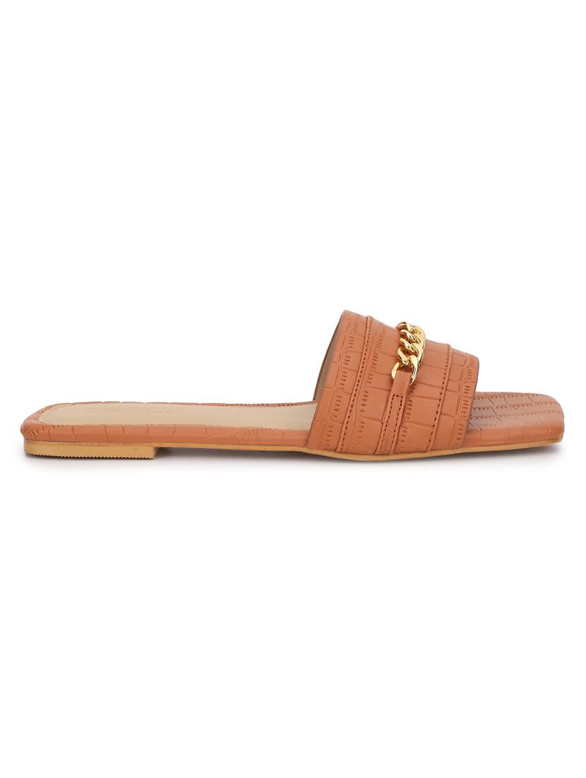 women tan slides flip flop - 21049974 - Standard Image - 2