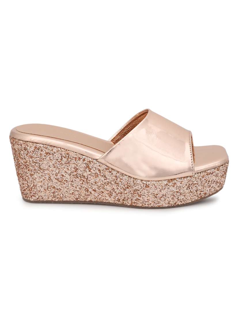 pewter patent slip-on wedges - 21050064 -  Standard Image - 2