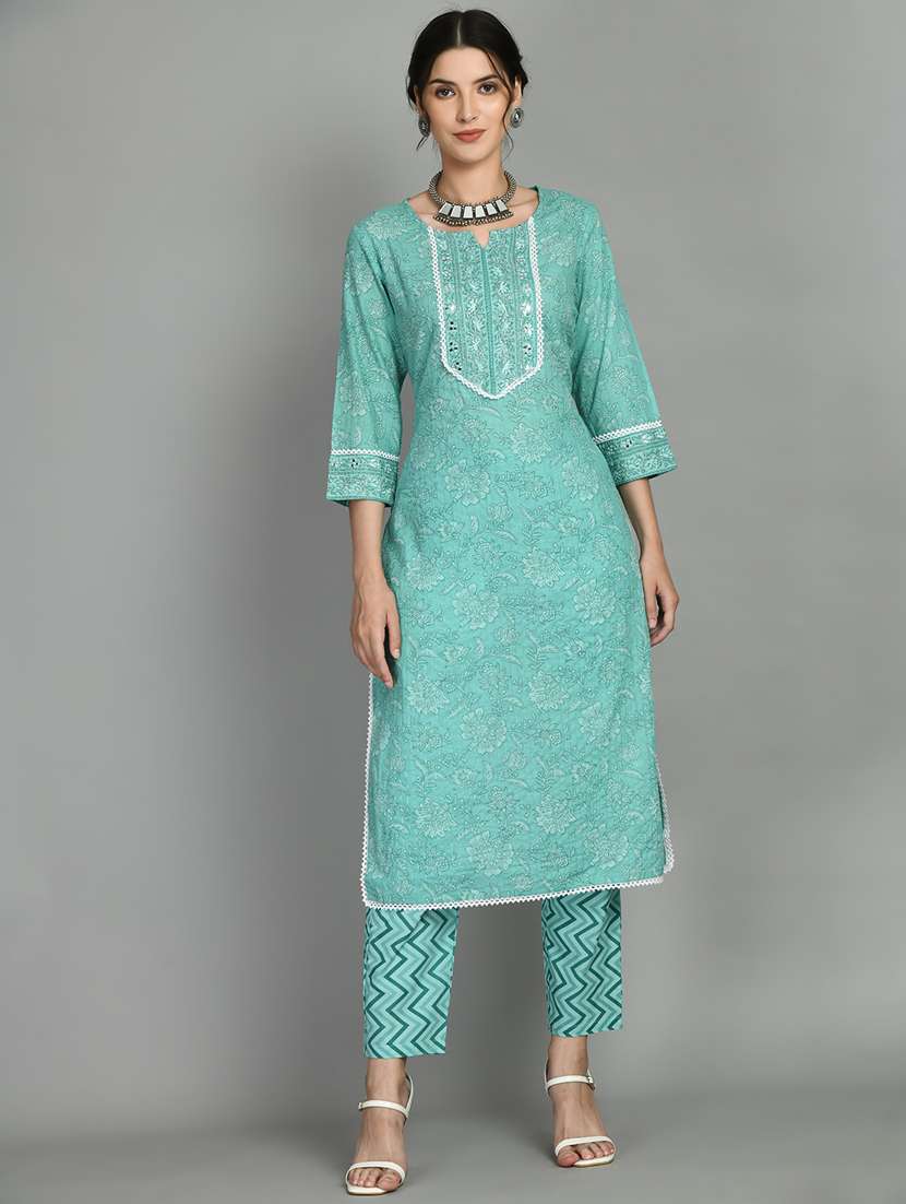 women three quarter sleeve suit set - 21050247 -  Standard Image - 2