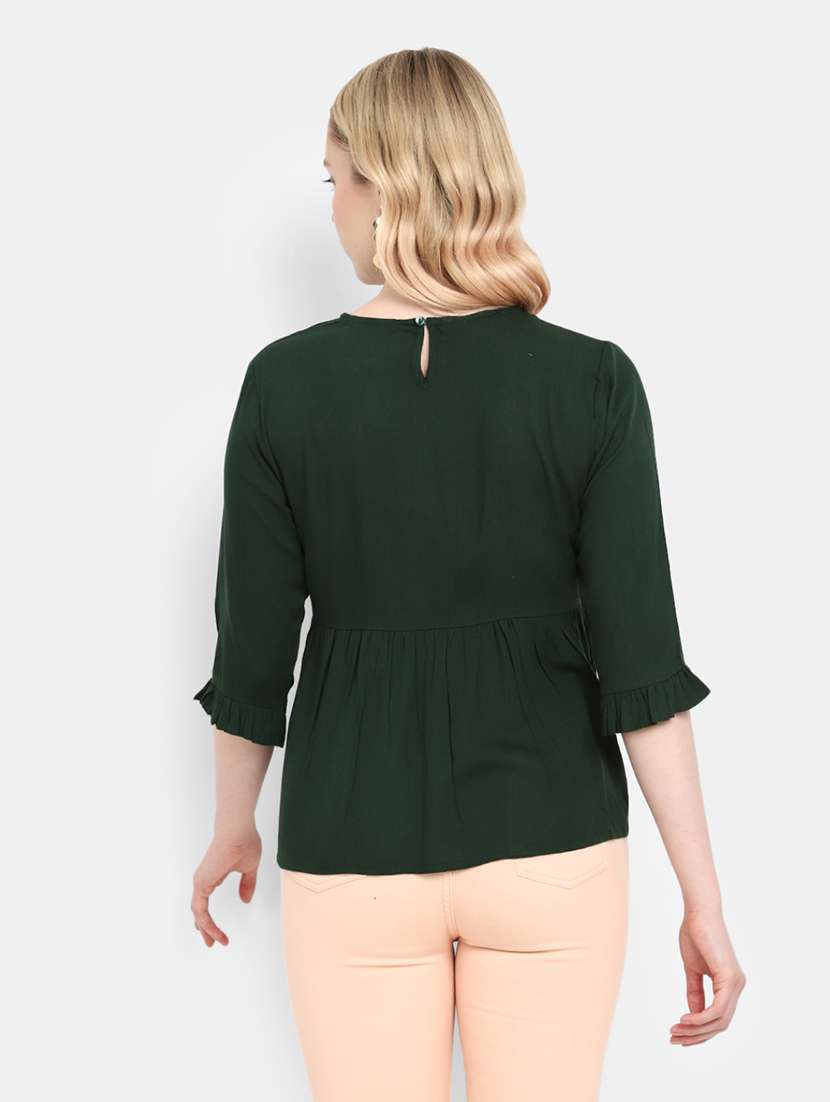 green embroidered regular top - 21051353 -  Standard Image - 2