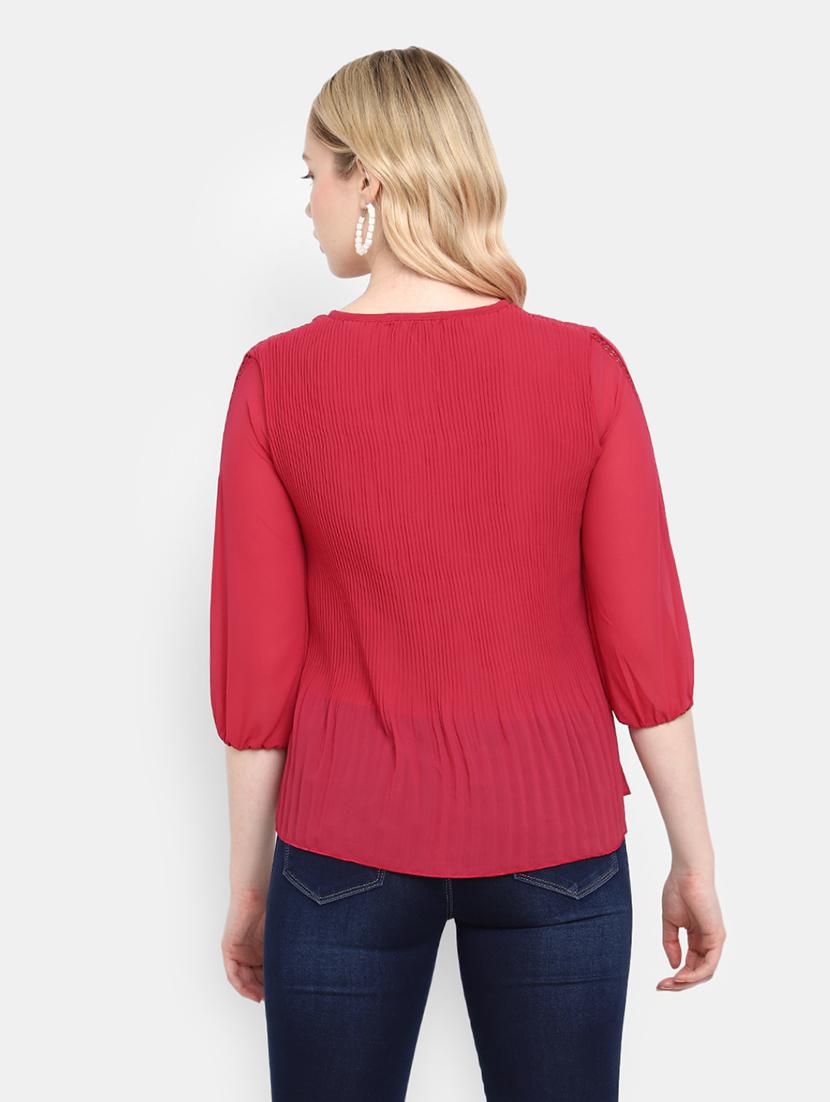 pink self design cotton regular top - 21051602 - Standard Image - 2