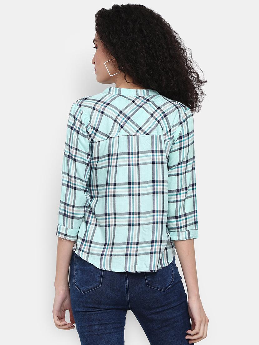 sea green checked regular top - 21051733 - Standard Image - 2