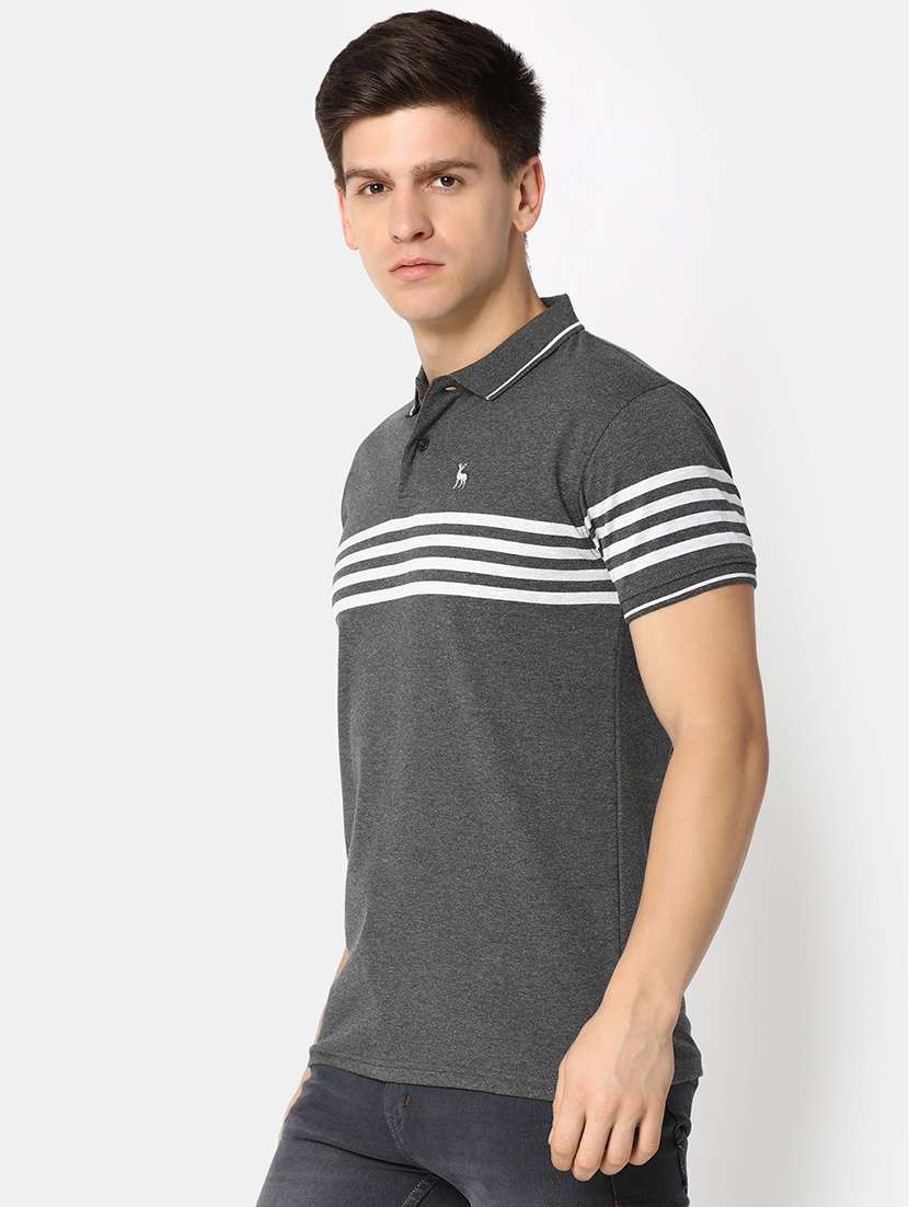 anthra melange poly cotton single jersey tshirt - 21051744 -  Standard Image - 2