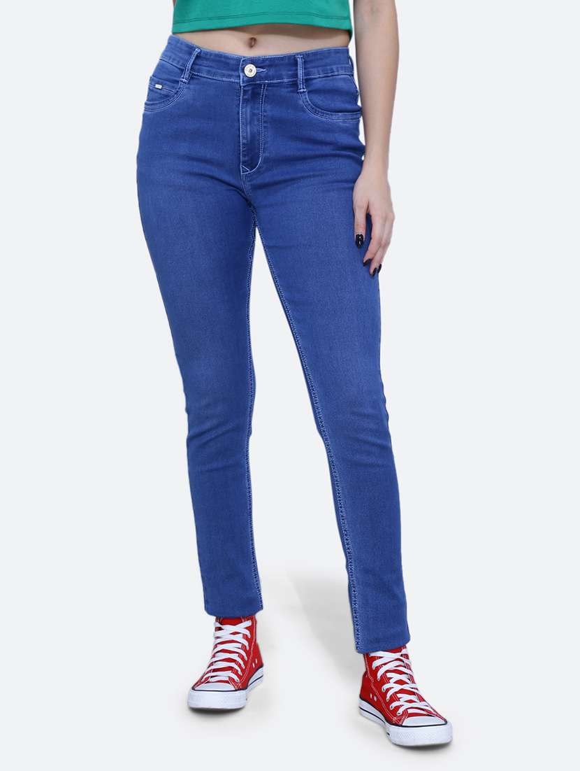 women high rise plain jean