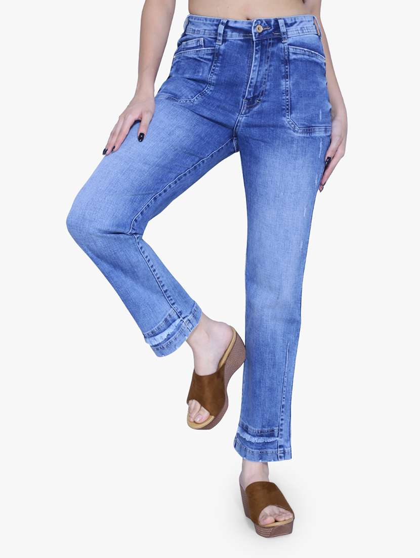 women high rise plain jean