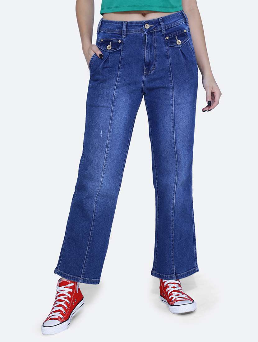 women high rise plain jean - 21052115 -  Zoom Image - 0