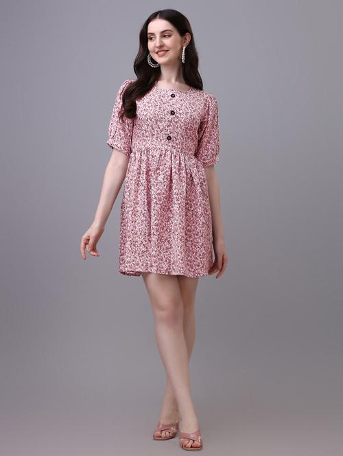 pink floral printed detailed dress - 21052665 - Standard Image - 0