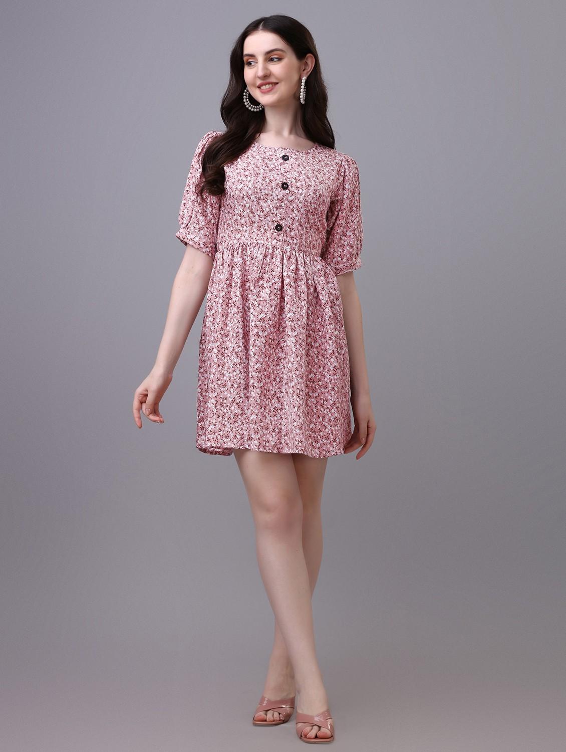 pink floral printed detailed dress - 21052665 - Zoom Image - 0
