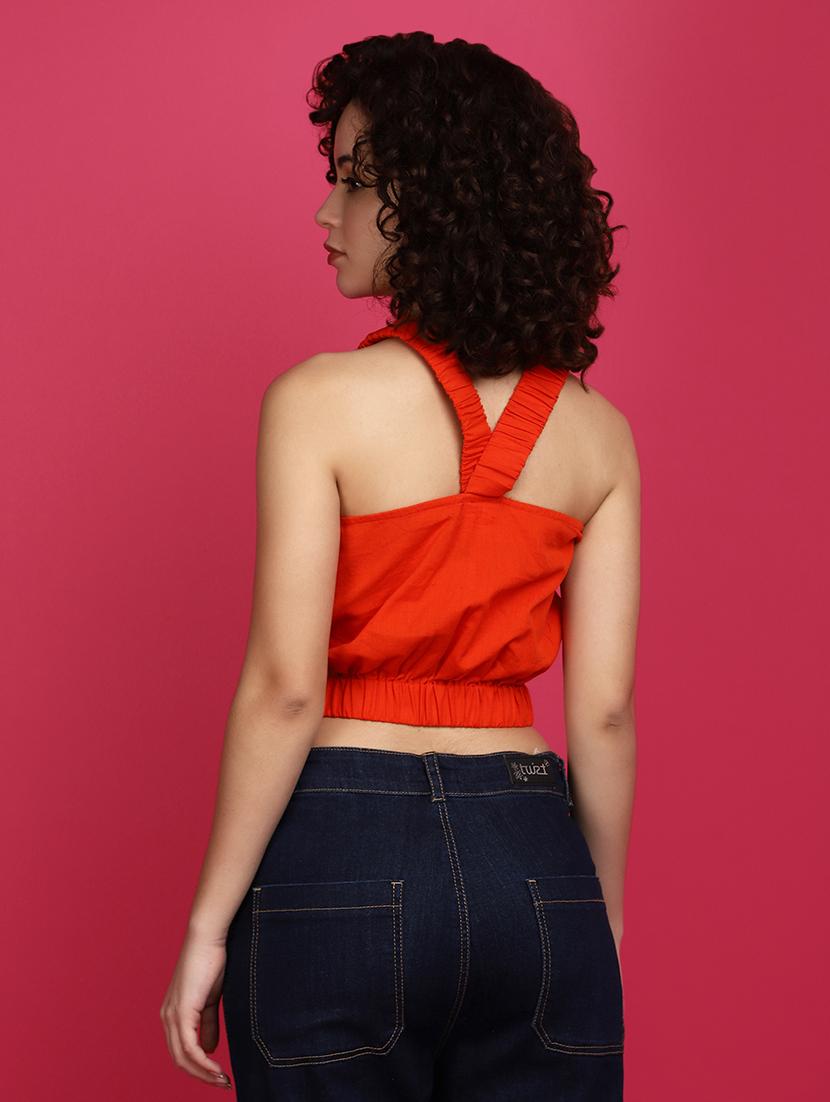 women solid sleeveless crop top - 21053612 - Standard Image - 2