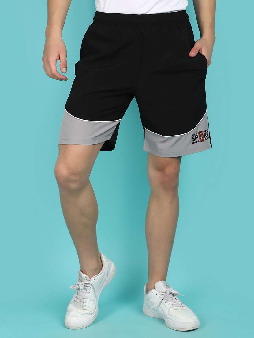 black color block cotton short