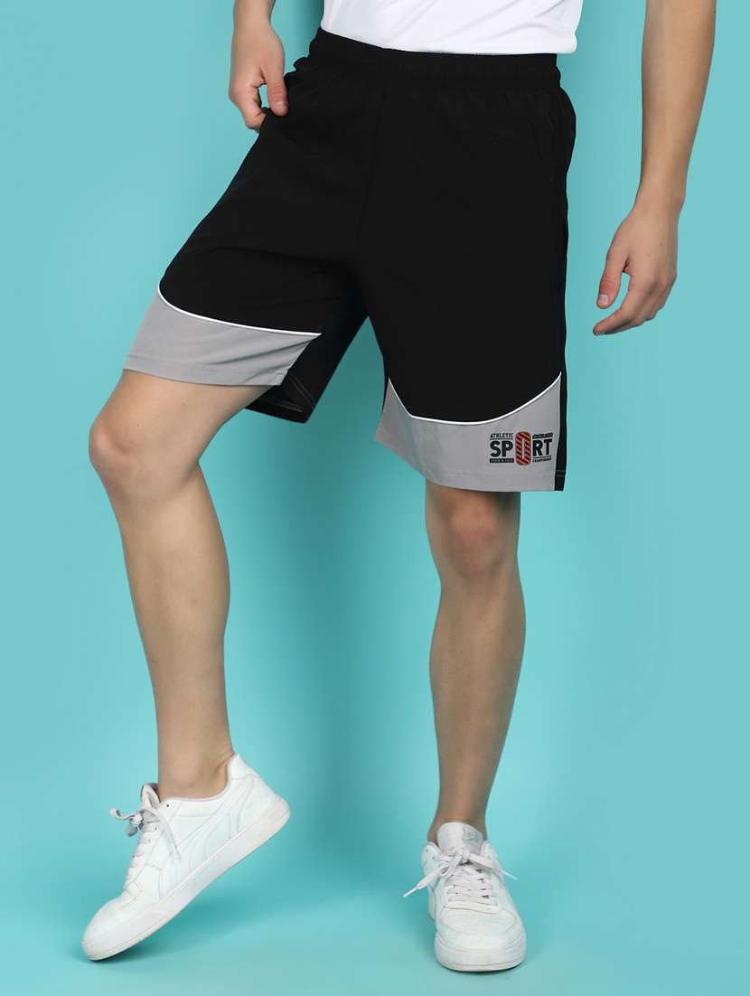black color block cotton short - 21053717 -  Standard Image - 2