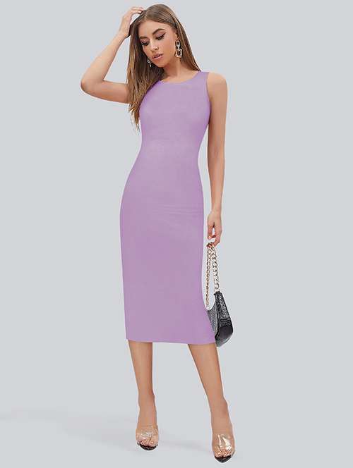 lavender lycra bodycon dress - 21054098 -  Standard Image - 0