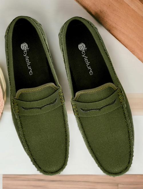 olive mesh & synthetic slip on loafers - 21054480 - Standard Image - 0