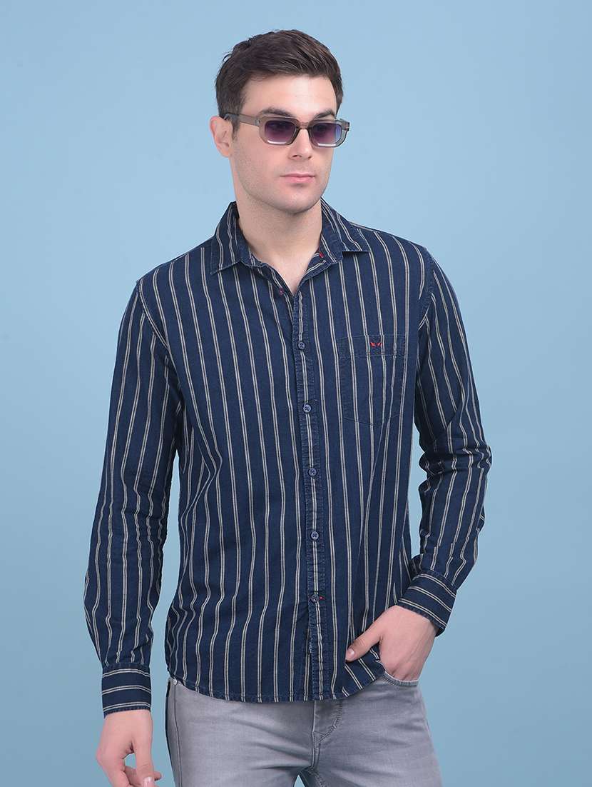 men striped cotton casual shirt