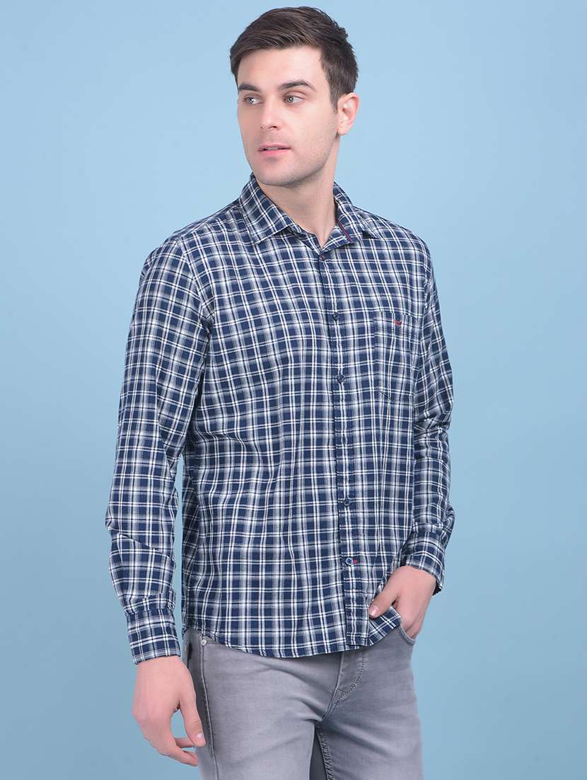 men checkered cotton casual shirt
