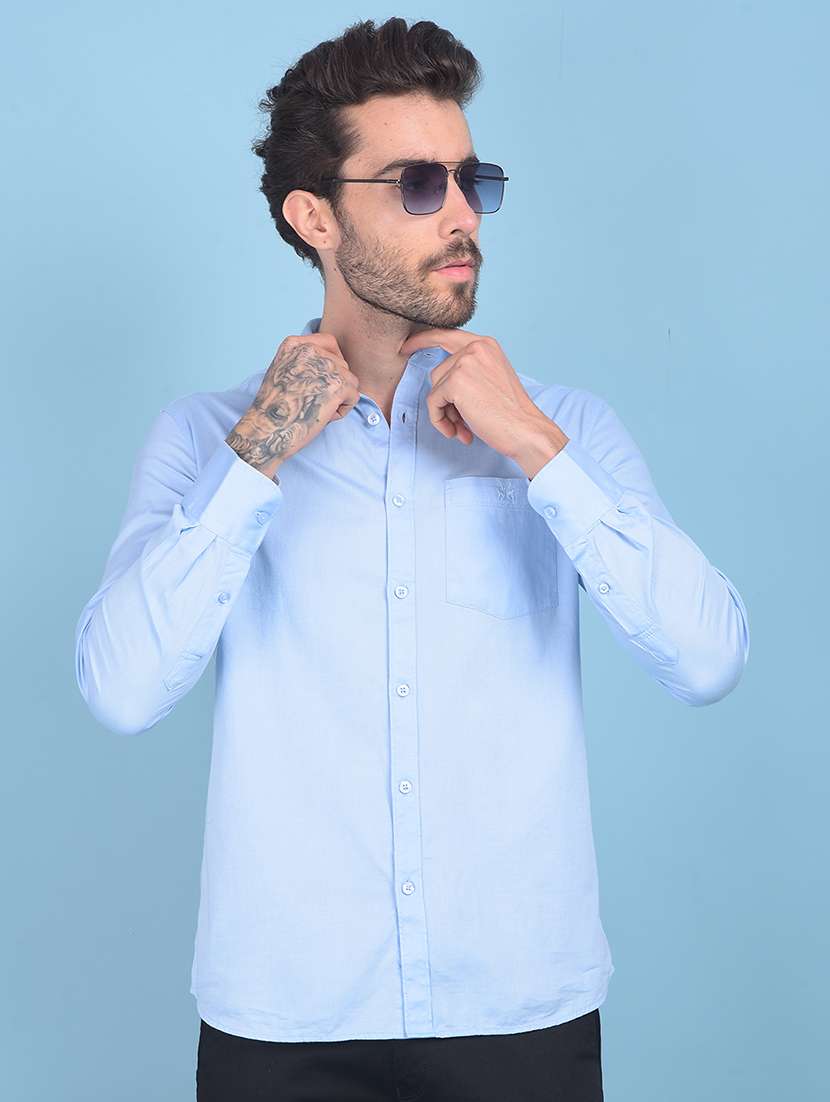 men solid cotton casual shirt