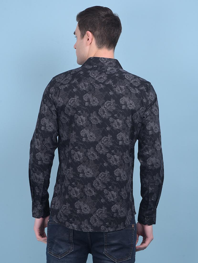 black floral print cotton casual shirt - 21054758 - Standard Image - 2