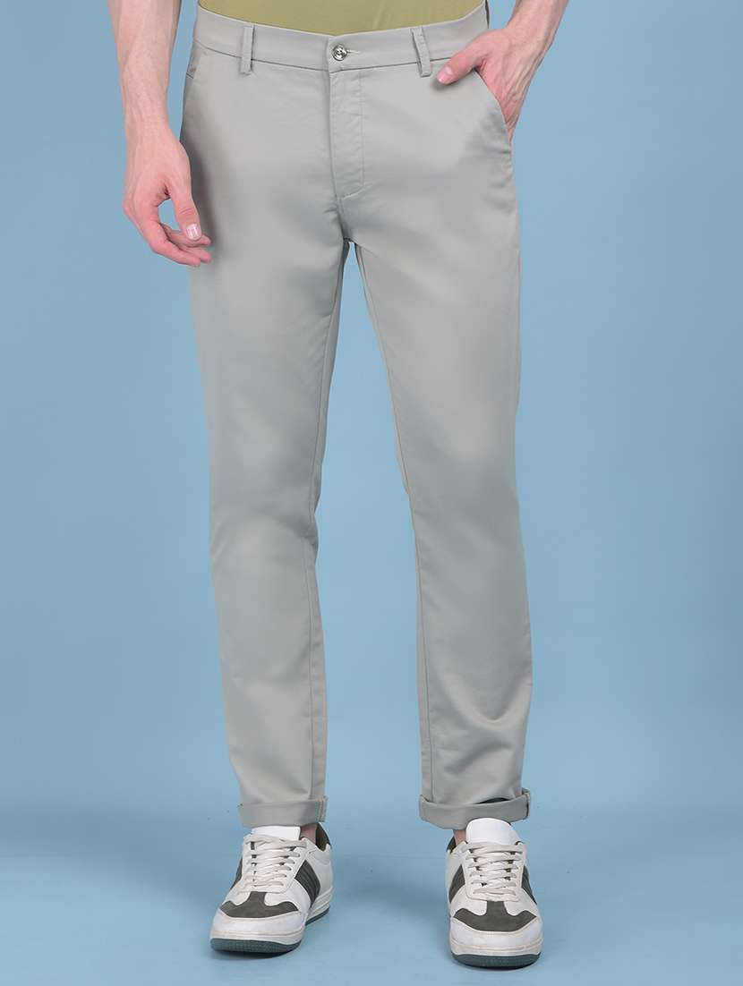 men mid rise solid chinos casual trouser