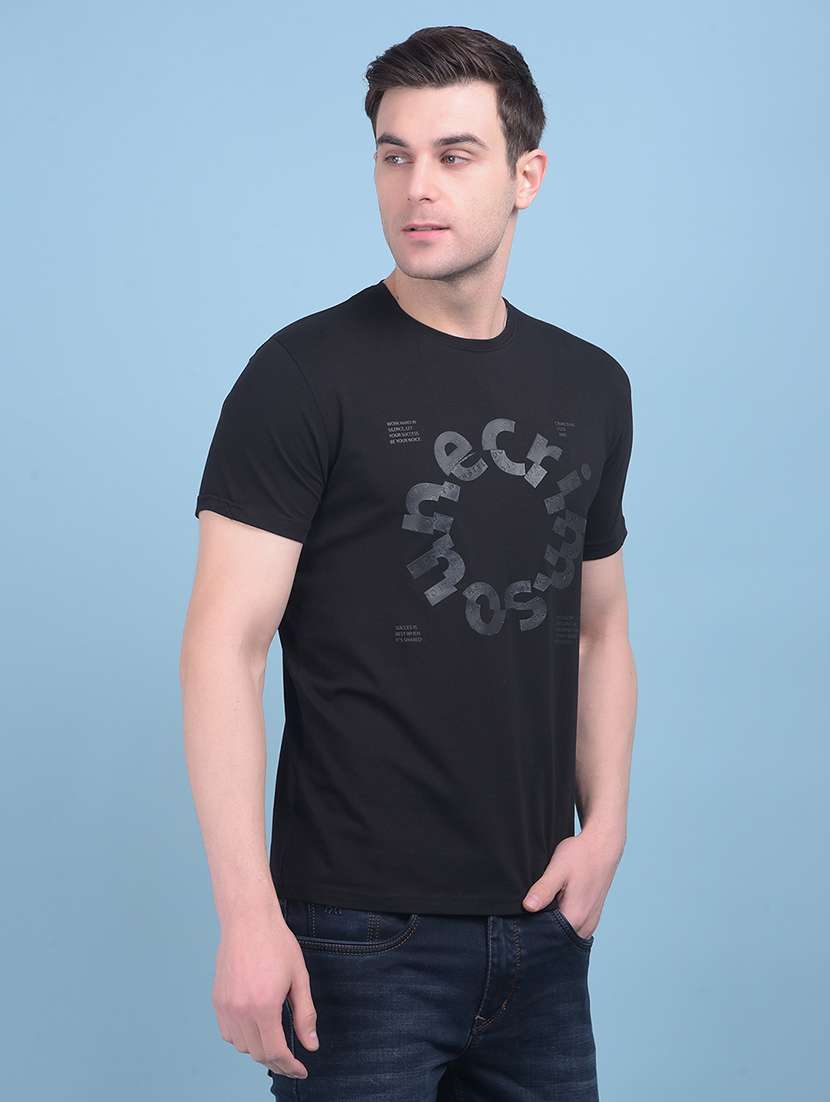 men round neck front printed t-shirt