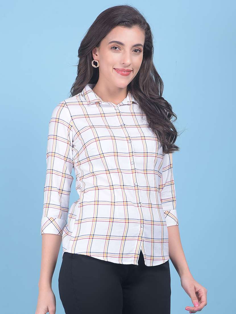 women white checked printed shirt