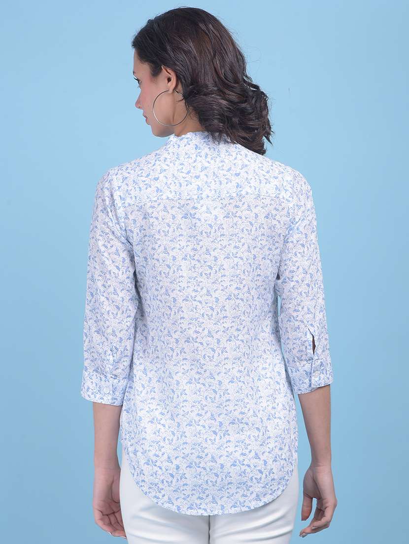 women white & blue floral printed shirt - 21054936 -  Standard Image - 2