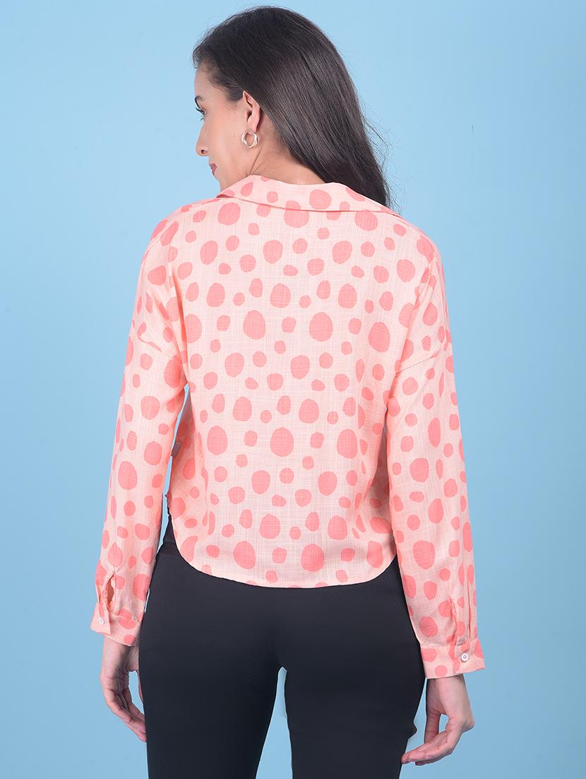 pink printed viscose crop shirt - 21054956 - Standard Image - 2