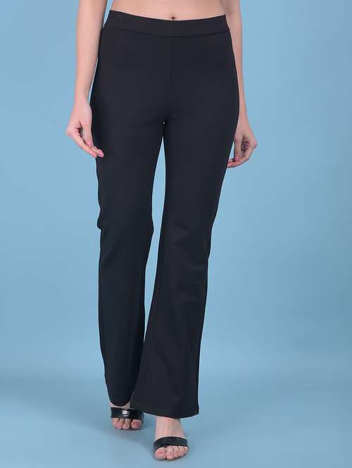 women solid black bootcut trouser - 21054985 - Standard Image - 0