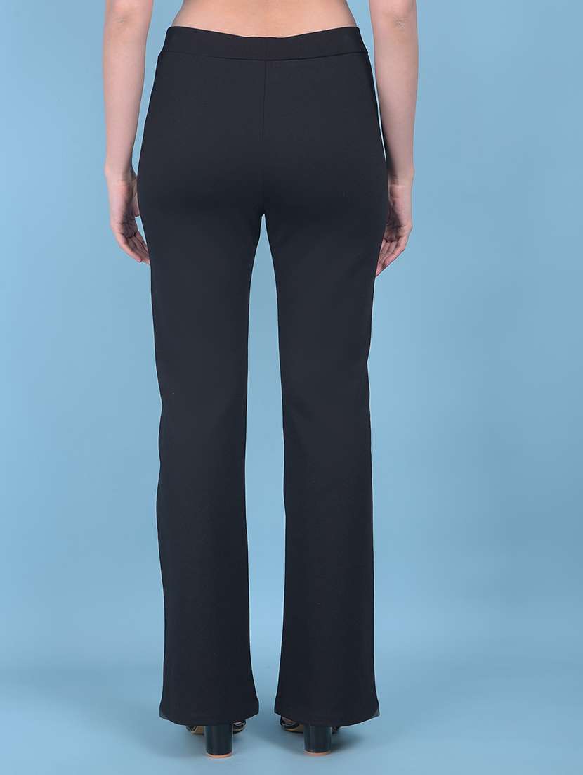 women solid black bootcut trouser - 21054985 - Standard Image - 2