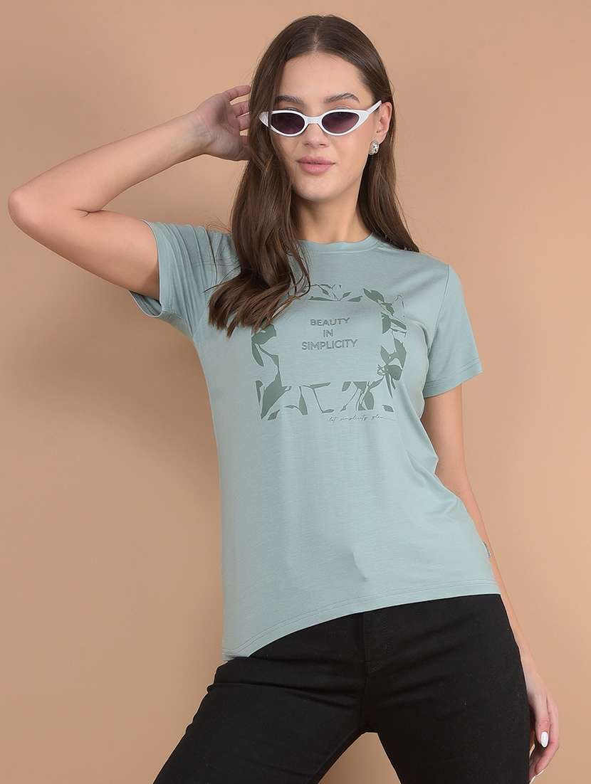 round neck front printed t-shirt