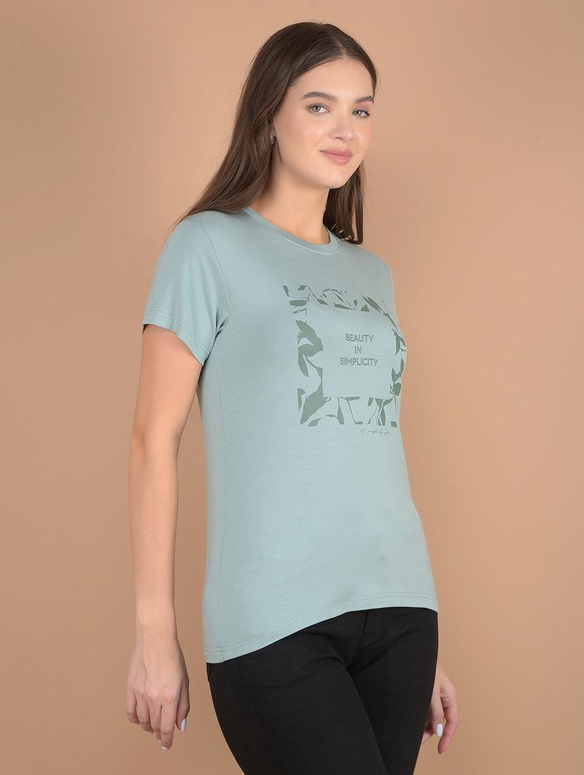 round neck front printed t-shirt - 21055000 - Standard Image - 2
