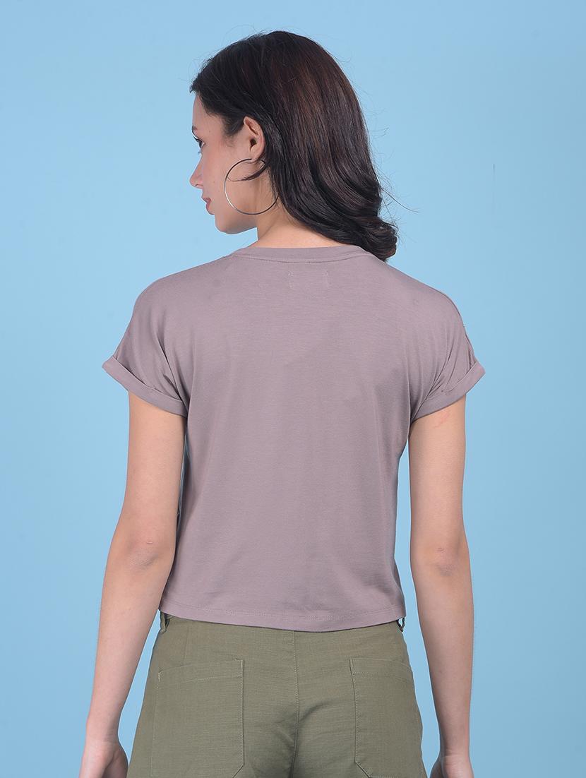 round neck graphic printed crop t-shirt - 21055001 - Standard Image - 2