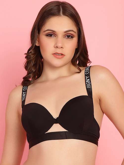 black polyester push up bra - 21055104 -  Standard Image - 0