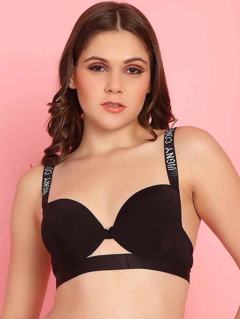 black polyester push up bra