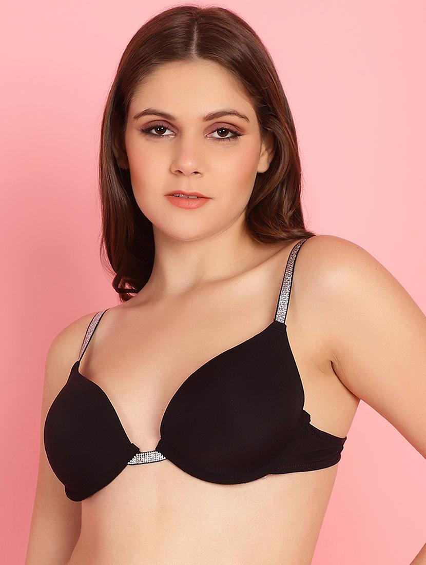 black polyester plunge bra - 21055113 - Standard Image - 2