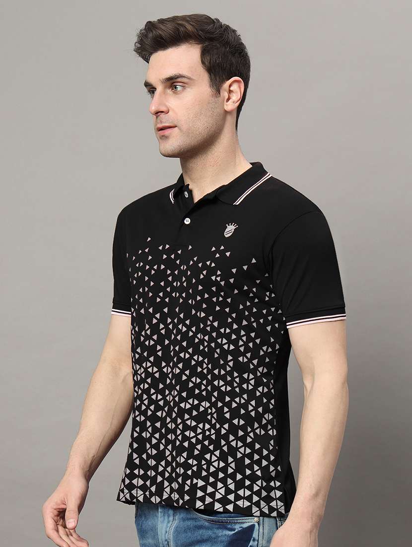 men front print cotton polo t-shirt