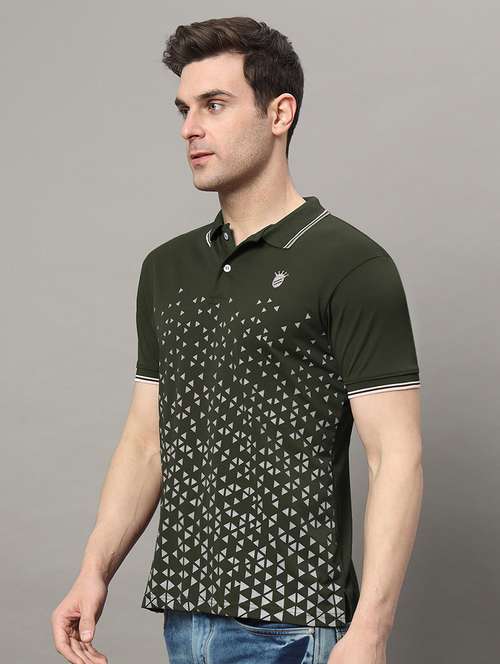men printed short sleeve polo t-shirt - 21055511 - Standard Image - 0