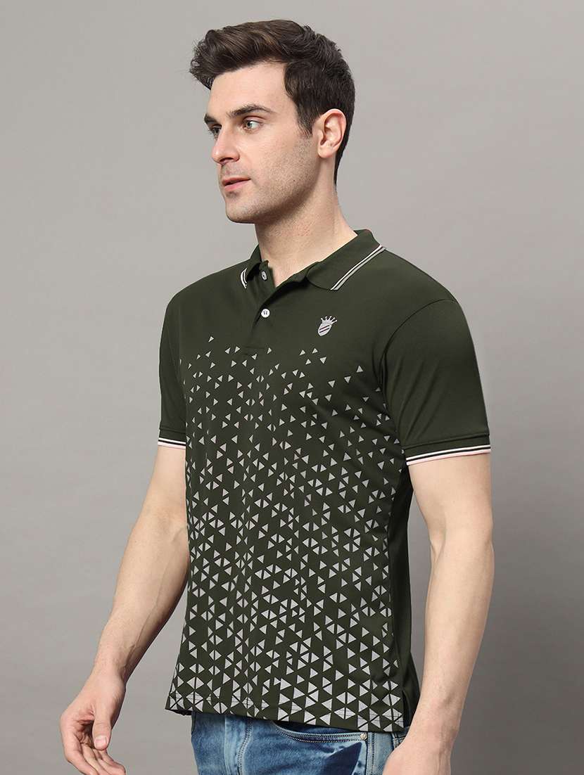 men printed short sleeve polo t-shirt - 21055511 - Zoom Image - 0