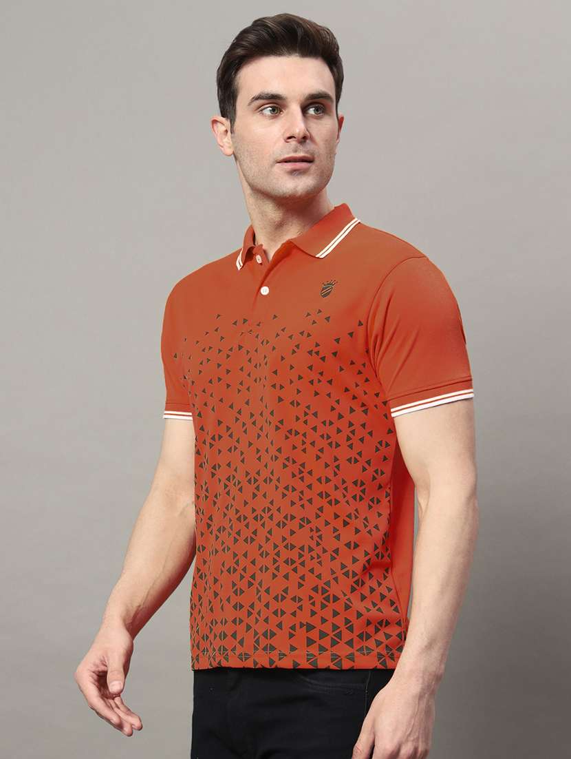 men front print cotton polo t-shirt