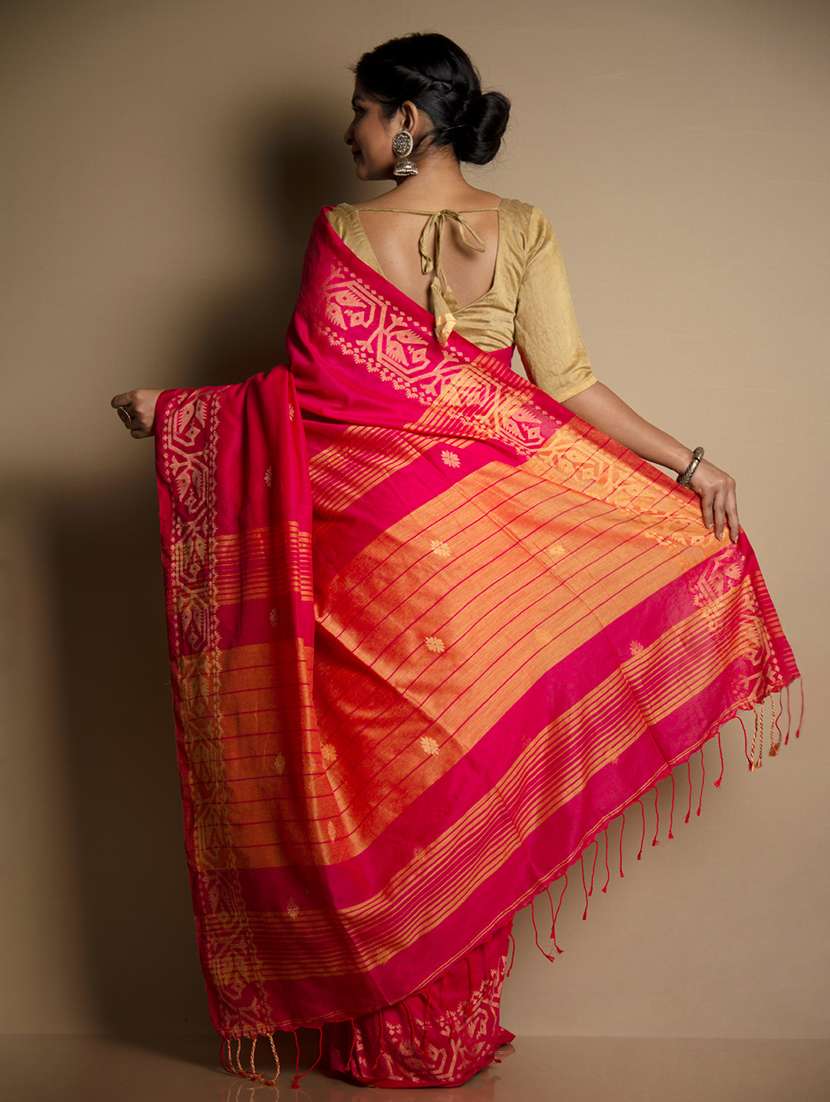 pink khadi handloom saree - 21055592 -  Standard Image - 2