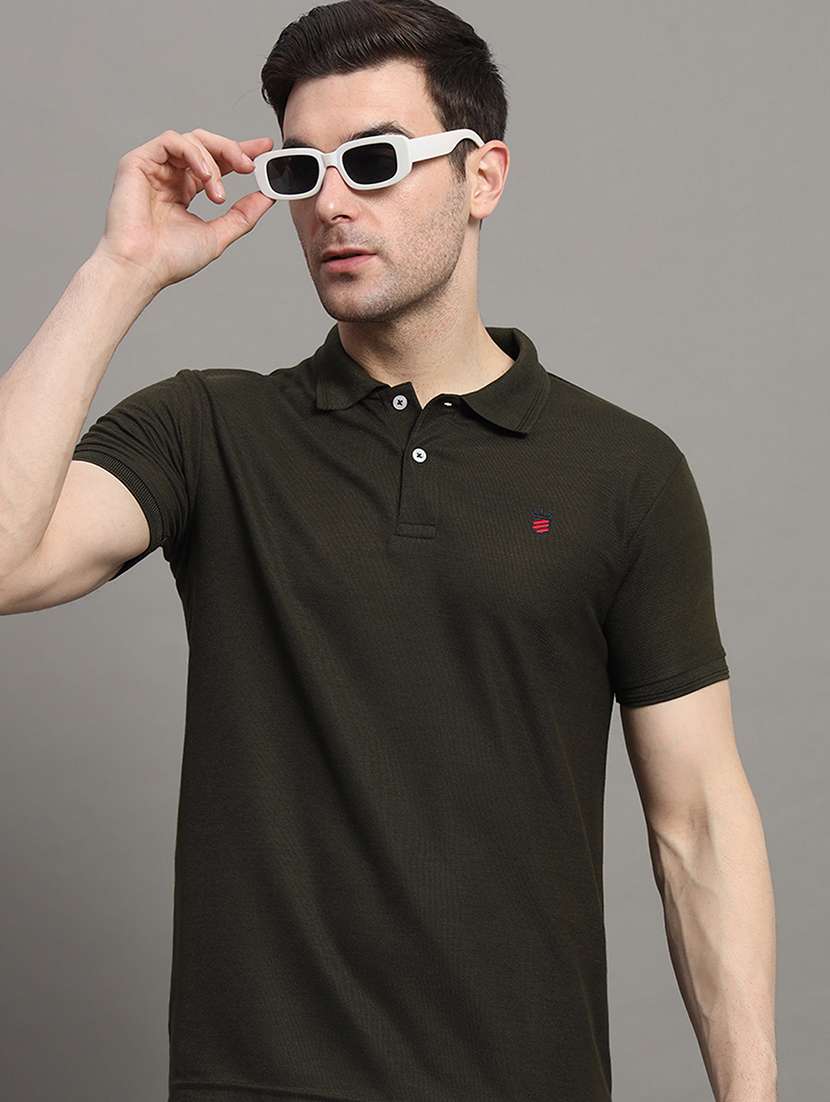 men polo neck logo printed t-shirt