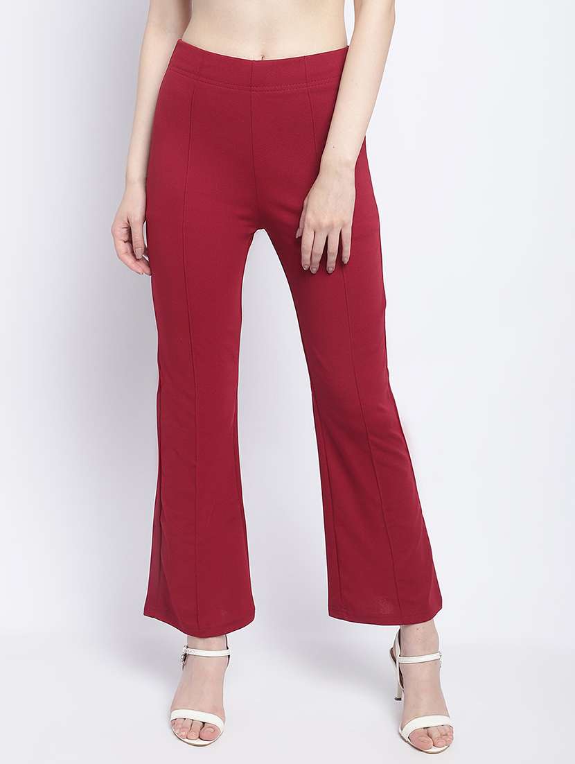 maroon lycra bootcut trouser