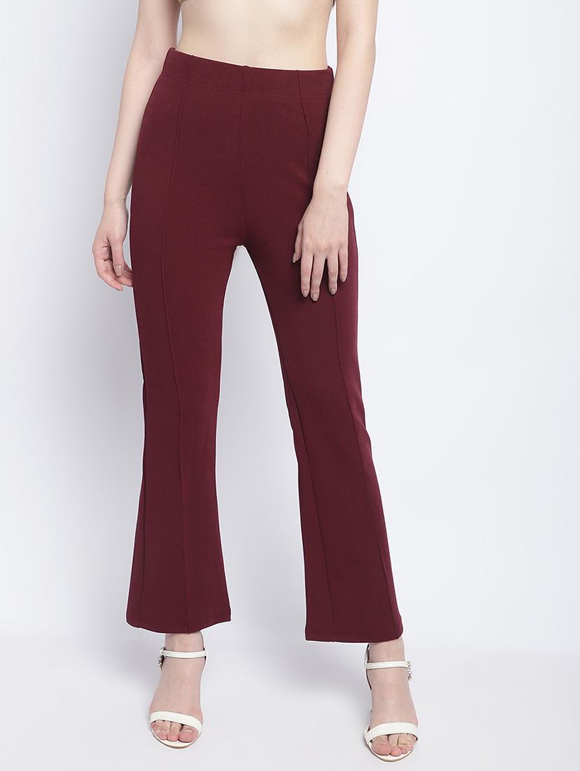 maroon lycra bootcut trouser - 21055968 - Zoom Image - 0